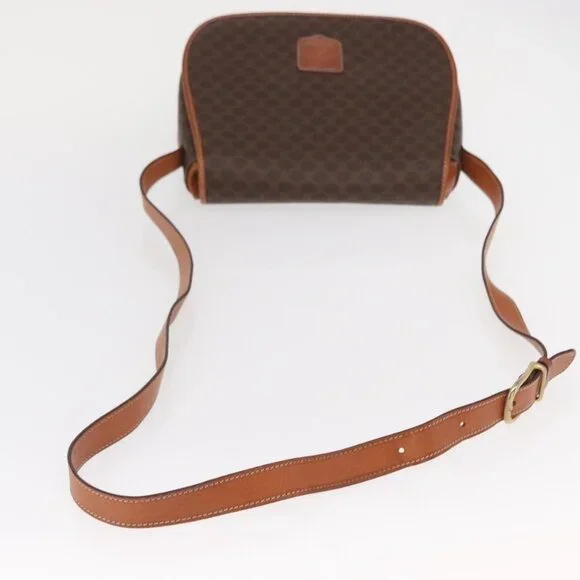 Authentic CELINE Macadam Canvas Shoulder Bag PVC Leather Brown Gold - Picture 14 of 16